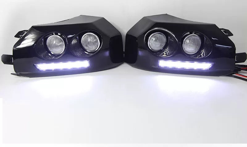 Toyota FJ Cruiser 2007-2023 Fog Light Set with DRL & Halogen Bulb - Front Bumper LED Fog Light Lamp For Toyota FJ Cruiser 2006-2020 Car Accessories modified LED fog light assembly front bumper corner lamp daytime running lights