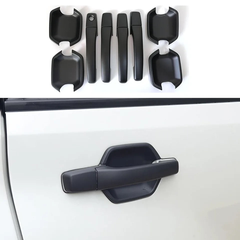 Pajero Side Door Handle Covers - ABS Matte Black & Carbon Fiber Trim (2007-2023) Door Handle + Door Bowl Cover Fit For Mitsubishi Pajero V93/V97 2007-2023 Exterior Modification Parts