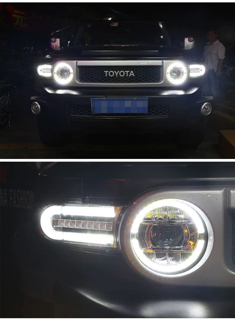 Fj Cruiser Full LED Headlight For Toyota FJ Cruiser 2007-2023 Head Lamp With Running Lights & dynamic DRL Lens Streamer Turn Signal Light Car Accessories