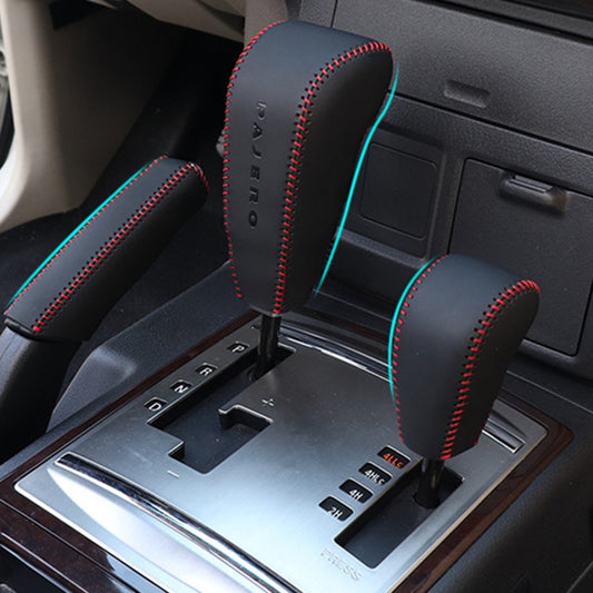 Mitsubishi Pajero Gear Knob Cover – Leather Hand-Stitched 3-Piece Protective Sleeve | Interior Accessories