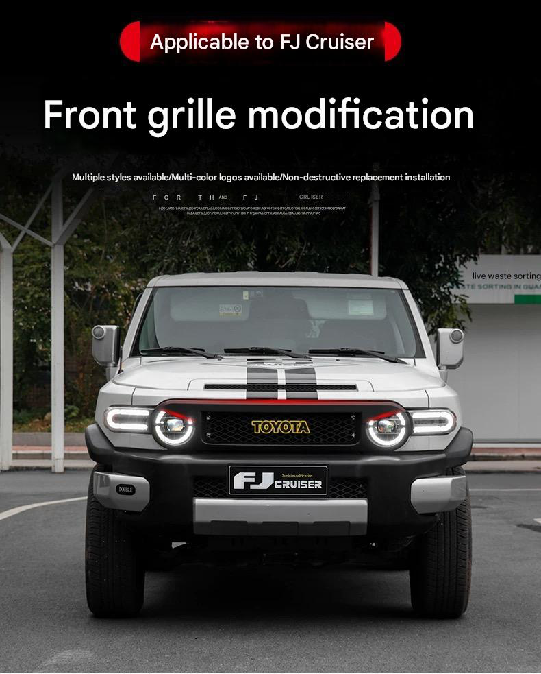 Front Grill for Toyota FJ Cruiser 2007-2023 – Custom Replacement Grille & Car Accessories multi designs and colors Suitable for fj cruiser grille modification black warrior front face grille accessories