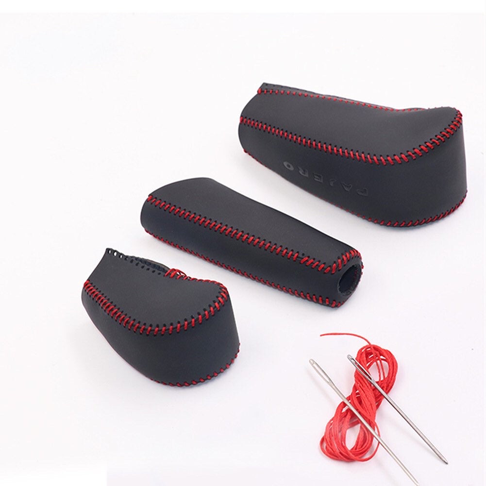 Mitsubishi Pajero Gear Knob Cover – Leather Hand-Stitched 3-Piece Protective Sleeve | Interior Accessories