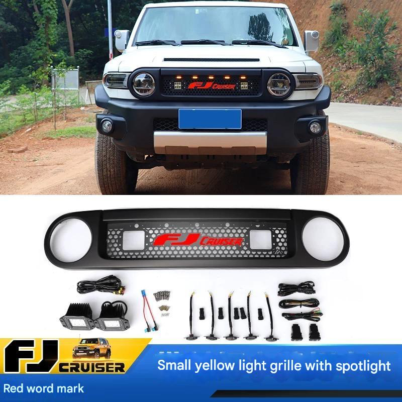 FJ Cruiser Custom Racing Grille with Spotlight  - ABS Front Hood & Bumper Grill Modification With Lamp Compatible  for 2007-2023 Toyota FJ Cruiser Accessories