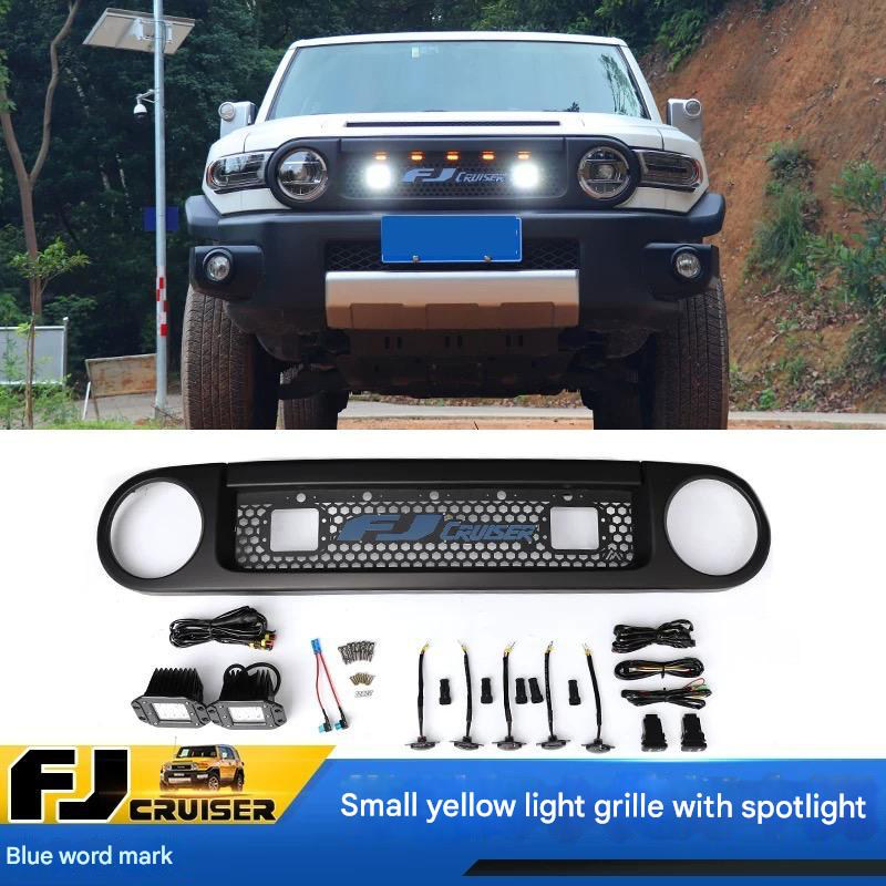 FJ Cruiser Custom Racing Grille with Spotlight  - ABS Front Hood & Bumper Grill Modification With Lamp Compatible  for 2007-2023 Toyota FJ Cruiser Accessories