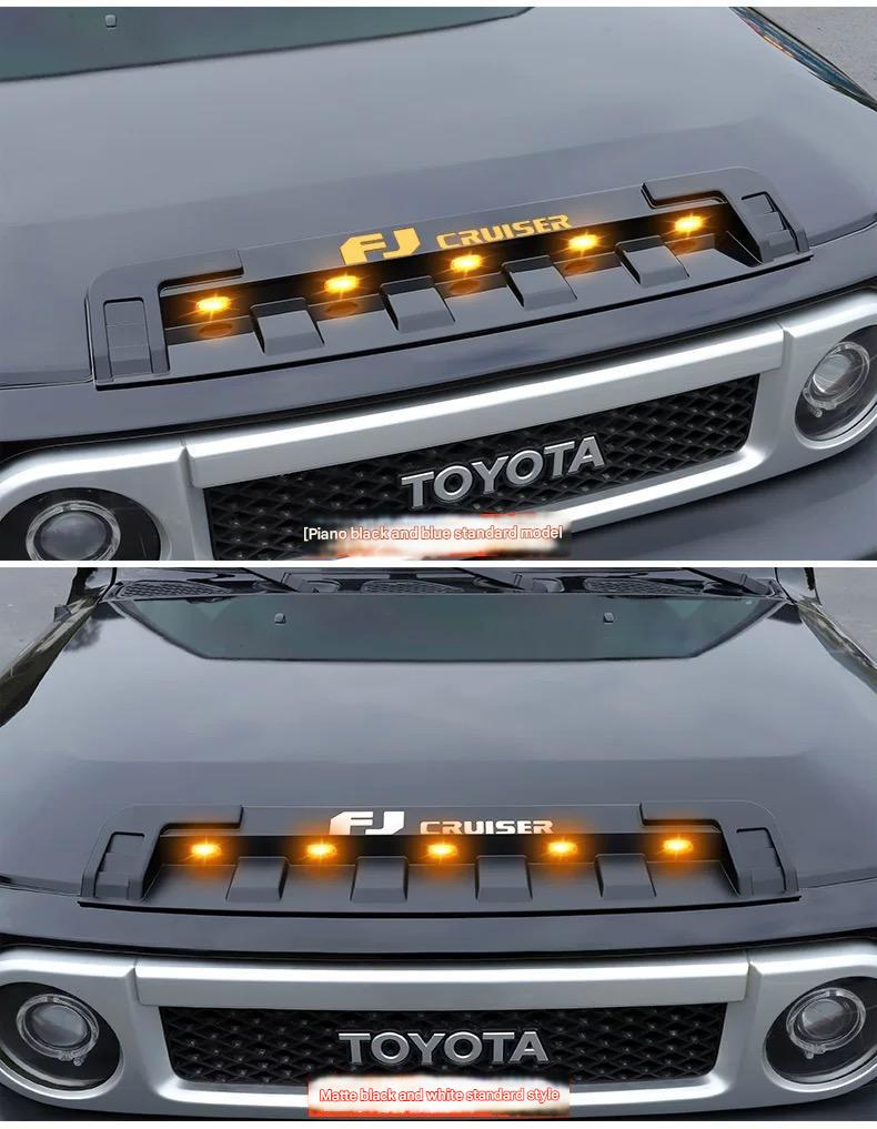 Toyota FJ Cruiser Bonnet Trim with Yellow LED Light (2007-2023) – Front Hood Grille Cover & Decorative Accessories