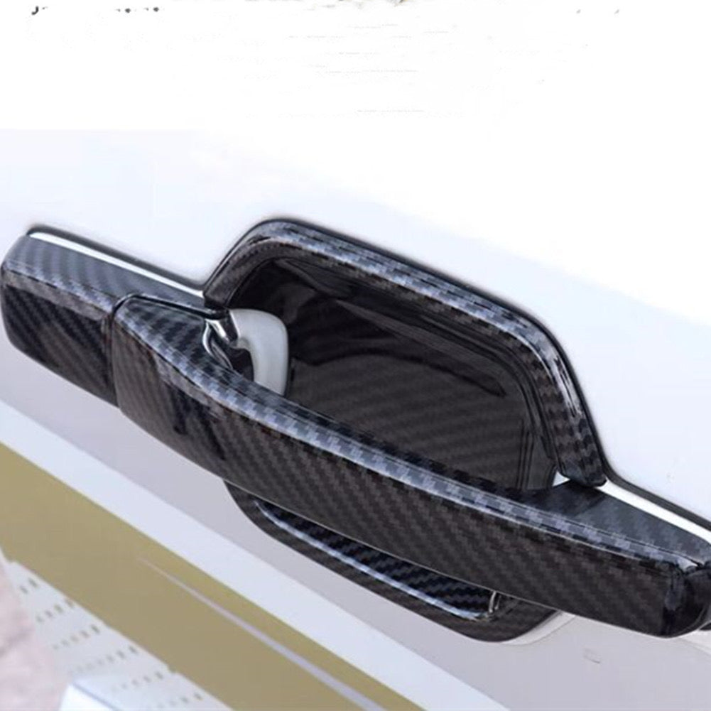 Pajero Side Door Handle Covers - ABS Matte Black & Carbon Fiber Trim (2007-2023) Door Handle + Door Bowl Cover Fit For Mitsubishi Pajero V93/V97 2007-2023 Exterior Modification Parts