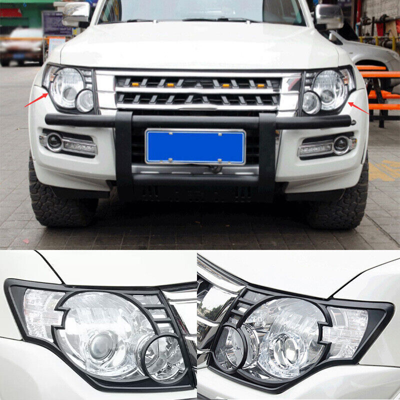 Mitsubishi Pajero Headlamp Covers Decorative Covers (2007-2023) – k ABS Matte Black Front Headlight Cover Decorative Frame Accessories