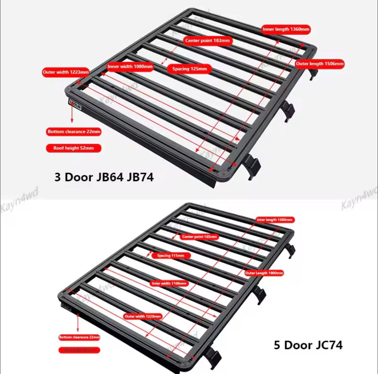 Roof Rack Jimny Suitable for 2019-2026 Modification Parts Jb74 Flat-Top Travel Frame Accessories Roof Platform Aluminium Metal Carrier Box Roof Luggage