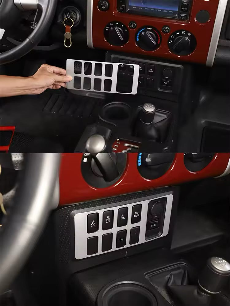 Fj Cruiser Front Central Console Button Panel Cover Trim Fit for Toyota FJ Cruiser 2007 Up 2023 LHD Black Carbon Fiber