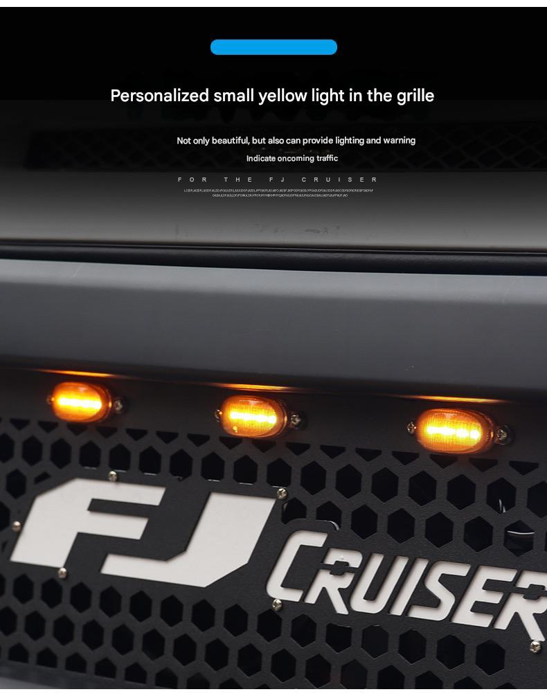 FJ Cruiser Custom Racing Grille with Spotlight  - ABS Front Hood & Bumper Grill Modification With Lamp Compatible  for 2007-2023 Toyota FJ Cruiser Accessories