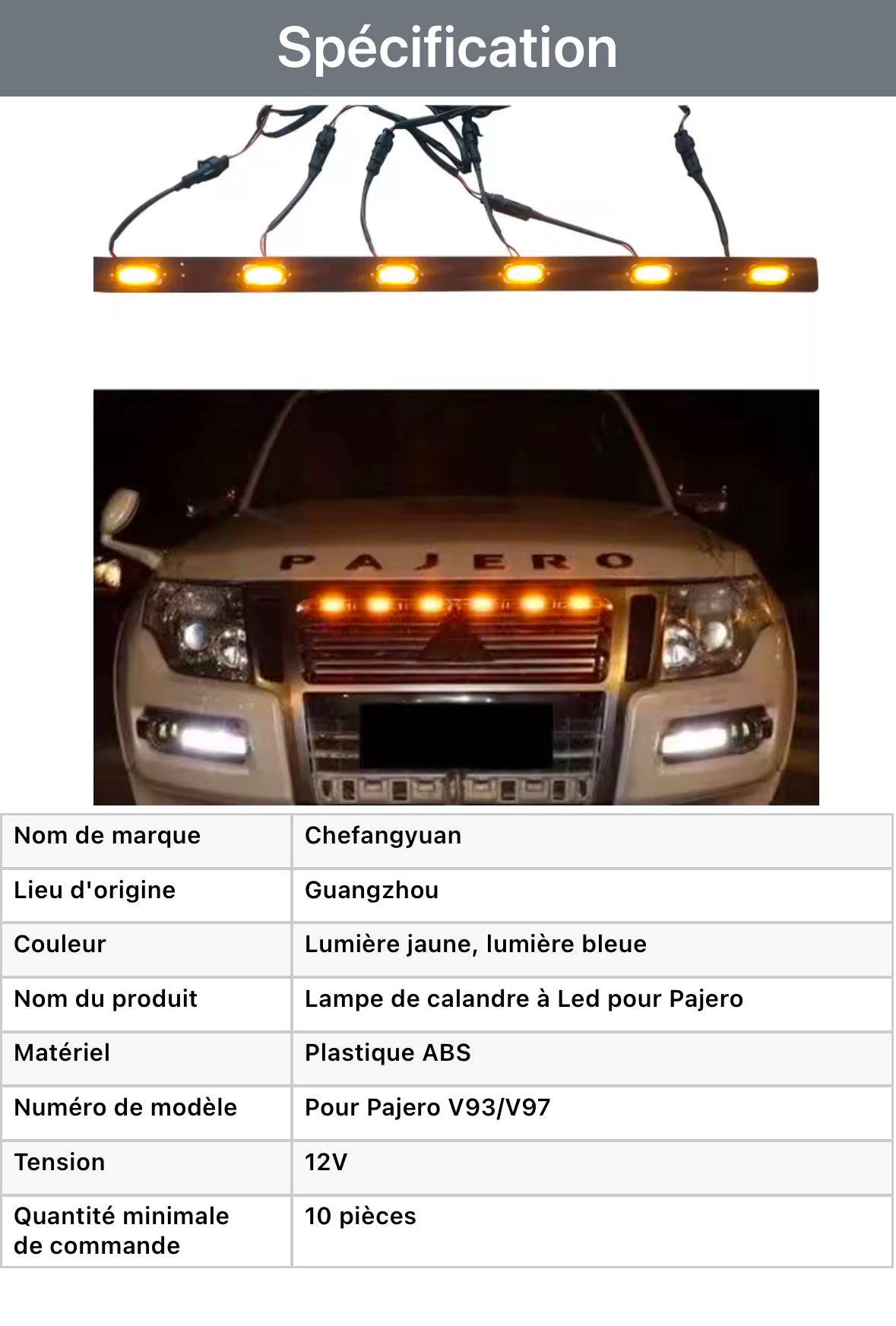 Mitsubishi Pajero LED Grille Light Bar Yellow Eagle Eye LED Grille Lights Pajero V97 V93 Front Bumper LED Grille Lights Suitable for 2007 up 2023 modification car accessories