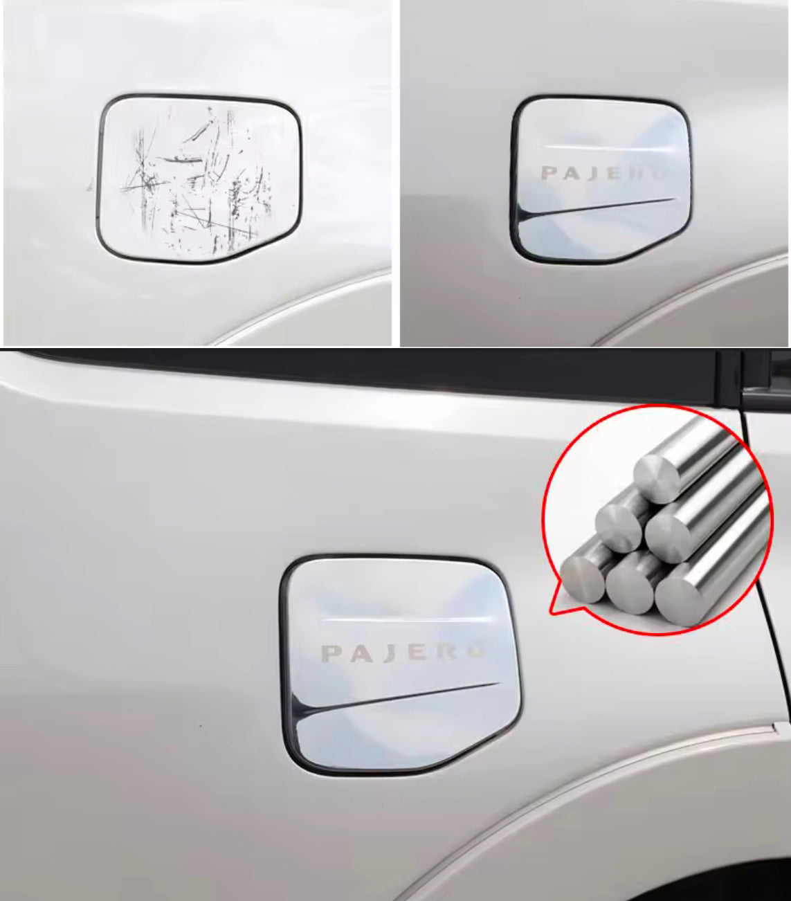 Mitsubishi Pajero Stainless Steel Fuel Tank Cover Sticker -2007 up 2023 V97 V93 Car Styling Exterior Accessory