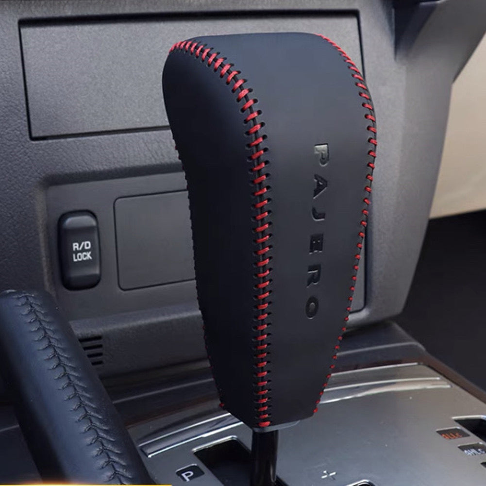Mitsubishi Pajero Gear Knob Cover – Leather Hand-Stitched 3-Piece Protective Sleeve | Interior Accessories