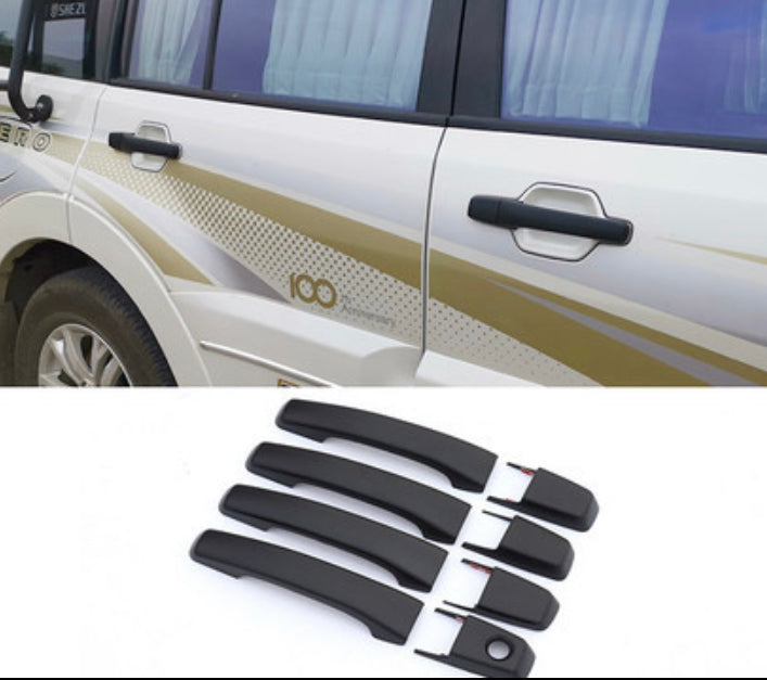 Pajero Side Door Handle Covers - ABS Matte Black & Carbon Fiber Trim (2007-2023) Door Handle + Door Bowl Cover Fit For Mitsubishi Pajero V93/V97 2007-2023 Exterior Modification Parts