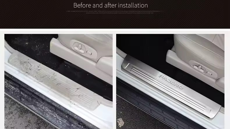Mitsubishi Pajero door sill strip stainless steel door pedal protection plate 2007 -2023  Welcome Pedal Stainless Steel Shogun Nerf Bars Running Boards Protect Accessories Interior modified accessories