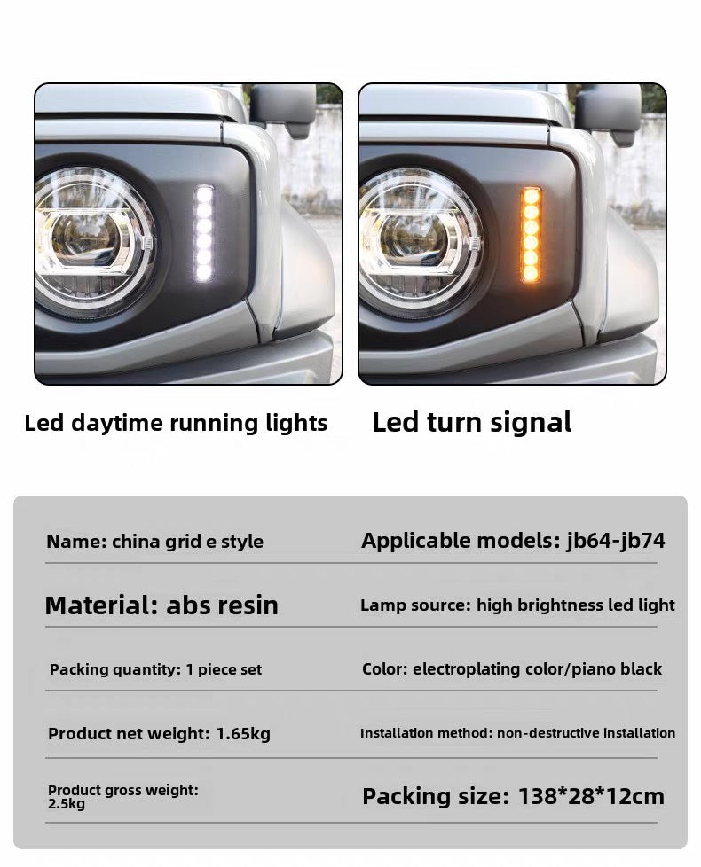 Suzuki Jimny Special Front Grille LED Side Suitable JB64 JB74 2018-2026 Grill Mesh Racing Grills Car Black Honeycomb