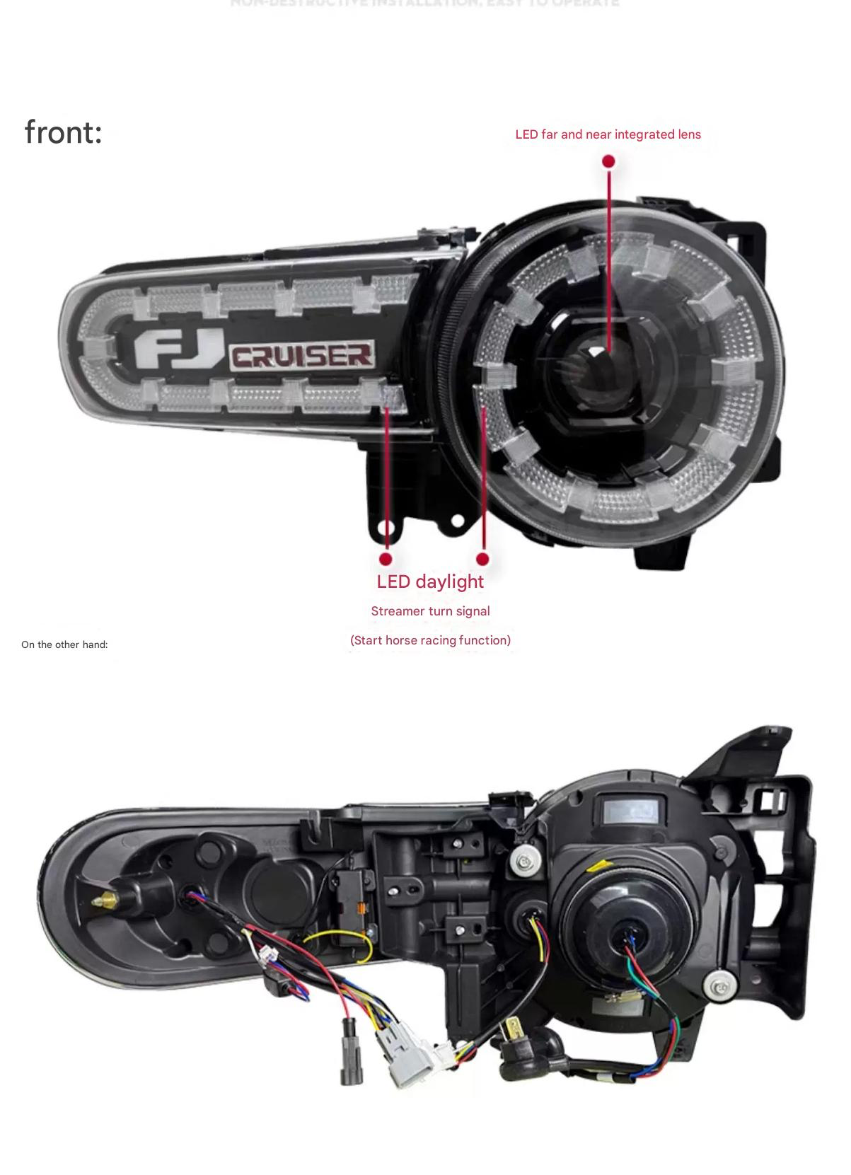 Fj Cruiser Full LED Headlight For Toyota FJ Cruiser 2007-2023 Head Lamp With Running Lights & dynamic DRL Lens Streamer Turn Signal Light Car Accessories