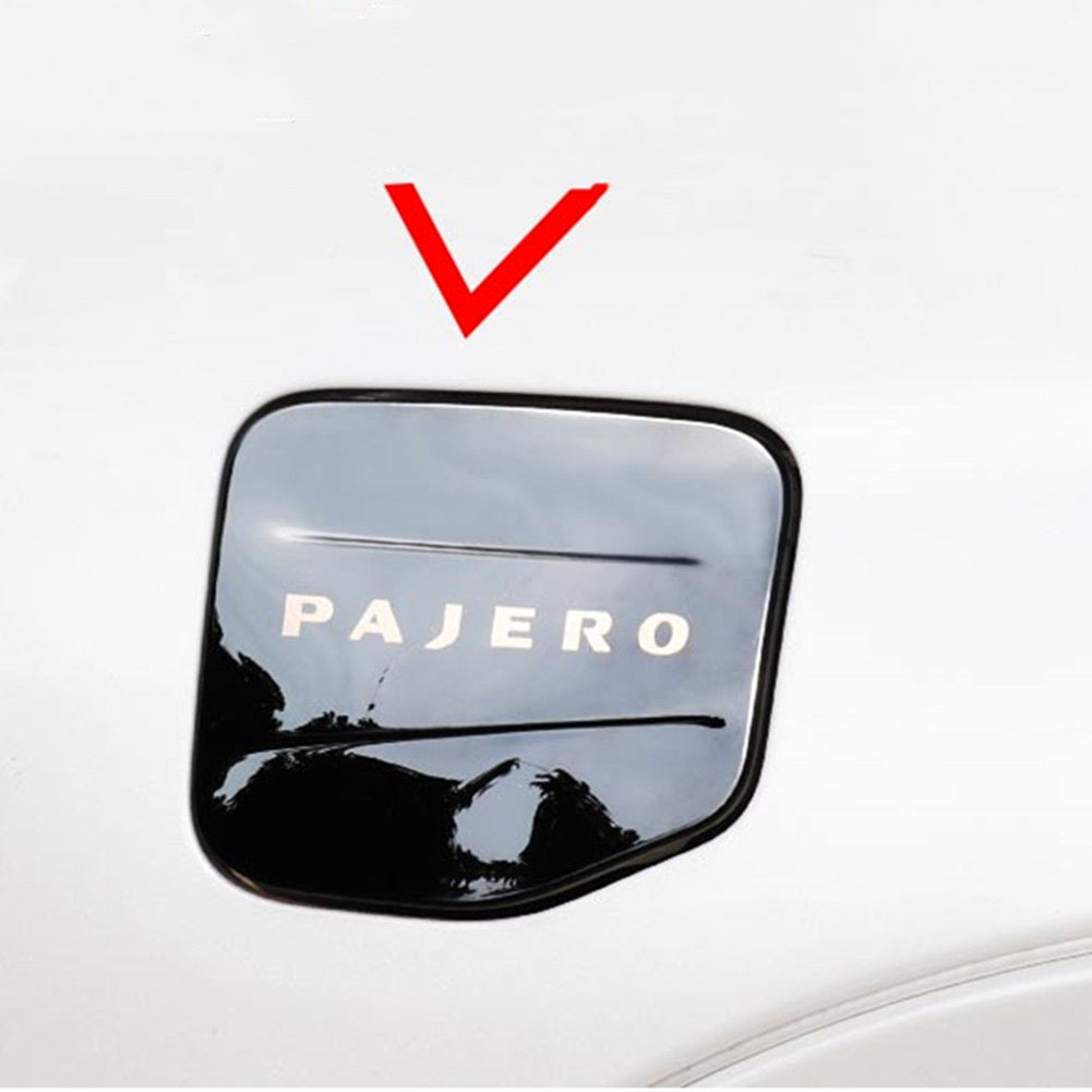 Mitsubishi Pajero Stainless Steel Fuel Tank Cover Sticker -2007 up 2023 V97 V93 Car Styling Exterior Accessory