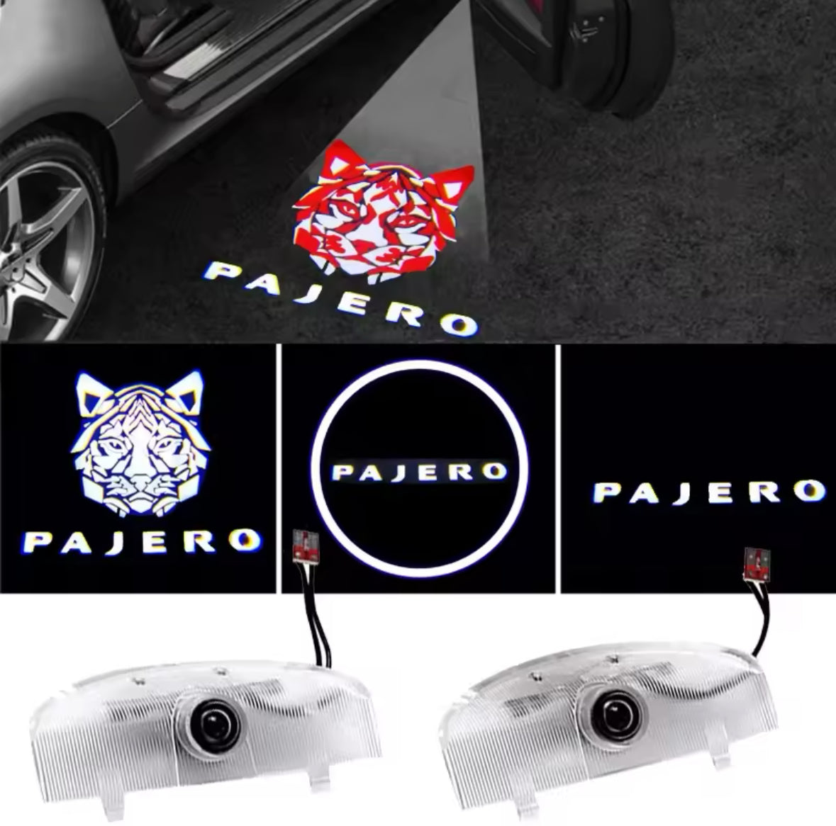 Mitsubishi Pajero 2X LED Car Door light For V93 V97 V80 V87 2007-11-2016-2023-welcome Projector lamp decoration Accessories 2pcs Car Led Courtesy Door Logo Projector Lamp for Mitsubishi